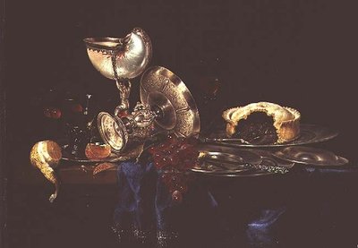 Stillleben mit Hackfleischpastete und Nautilusbecher von Willem Claesz. Heda