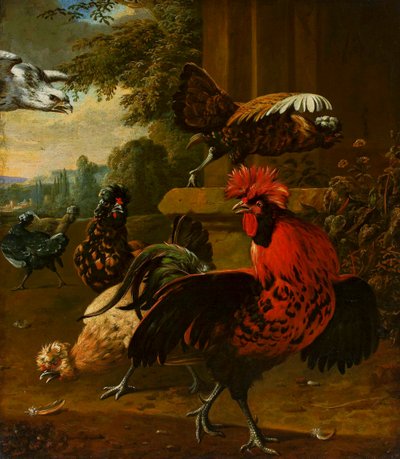 Vögel von einem Falken angegriffen von Willem Frederiksz van Royen