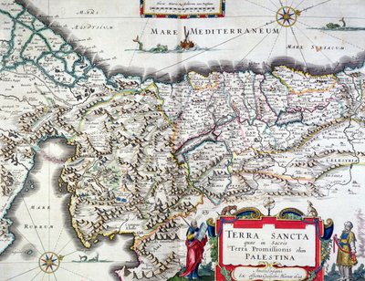 Karte des Heiligen Landes, veröffentlicht in Amsterdam, 1629 von Willem Janszoon Blaeu