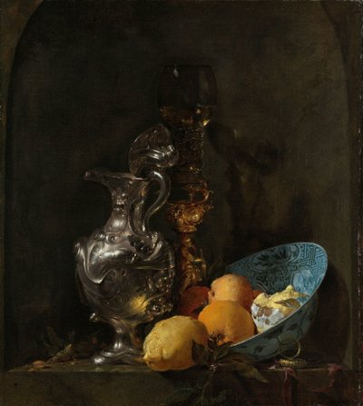 Stillleben mit einem Silberkrug und einer Porzellanschale von Willem Kalf