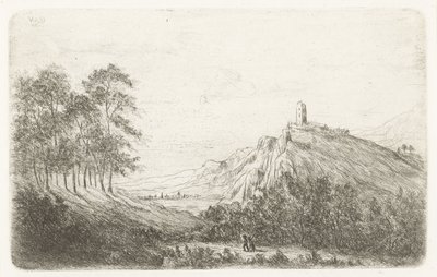 Berglandschaft mit Schloss auf Berggipfel von Willem Matthias Jan van Dielen