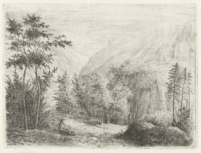 Berglandschaft mit ruhender Figur am Weg von Willem Matthias Jan van Dielen