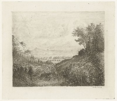 Hügellandschaft mit Weg ins Tal von Willem Matthias Jan van Dielen