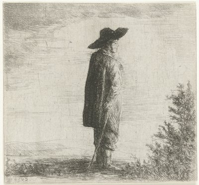 Mann mit Hut und Stock in Landschaft von Willem Matthias Jan van Dielen
