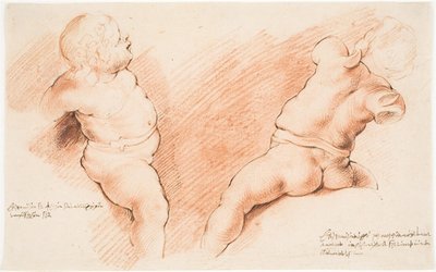 Kentaur von Amor besiegt. Antike Skulpturgruppe. Zwei Studien von Amor, eine von rechts, die andere von hinten von Willem Panneels