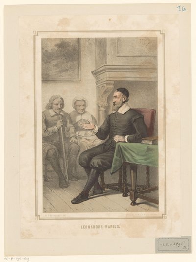 Leonardus Marius van der Goes spricht zu einem Mann und einer Frau von Willem Pieter Hoevenaar