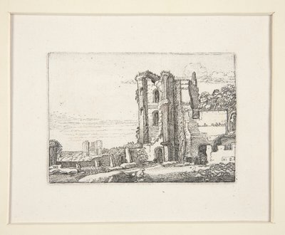 Ruine eines Turms rechts von der Mitte, Platte 2 aus Die Landschaften von Willem Pietersz. Buytewech