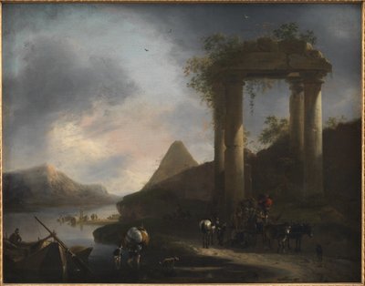Italienische Landschaft mit klassischen Ruinen von Willem Schellinks