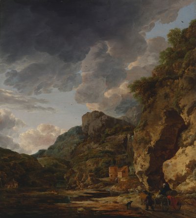 Berglandschaft mit Fluss und Wagen, drittes Viertel des 17. Jahrhunderts von Willem Schellinks