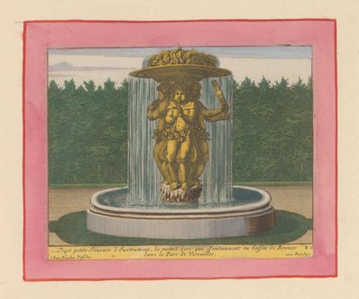Brunnen mit einer Statue von drei Musikern, die eine Schale über ihren Köpfen tragen von Willem Swidde