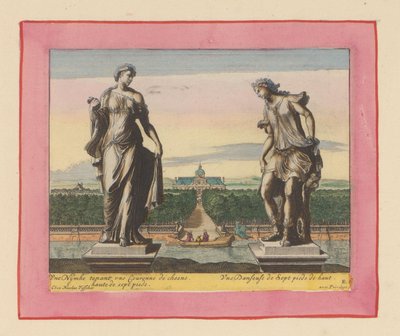 Statuen einer Nymphe mit Lorbeerkranz und einer Tänzerin von Willem Swidde