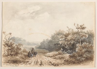 Landschaft mit einer Familie, einem Schaf und einem Hund von Willem Valter Pzn