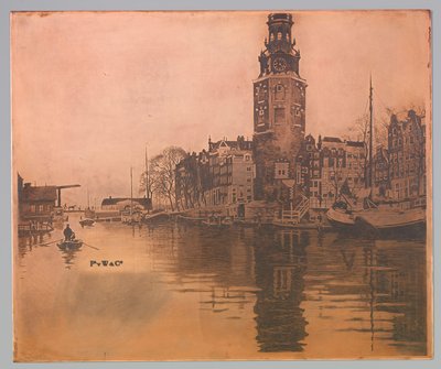 Oude Schans mit Montelbaanstoren und Ruderboot von Willem Arnoldus Witsen