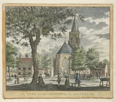 Kirche und Gerichtshaus in Hilversum im Jahr 1762 (vor dem Brand von 1766) von Willem Writs