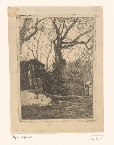 Bäume und Reisigbündel bei einem Zaun von Willem de Zwart (signed by artist)