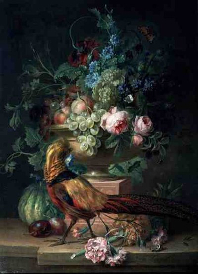 Stillleben mit Blumen und einem Fasan von Willem van Leen