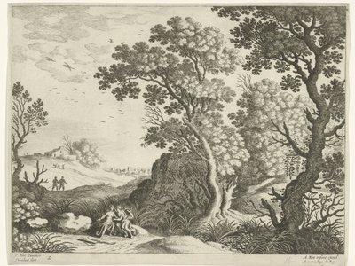 Landschaft mit Diana und einer Nymphe von Willem van Nieulandt (II)
