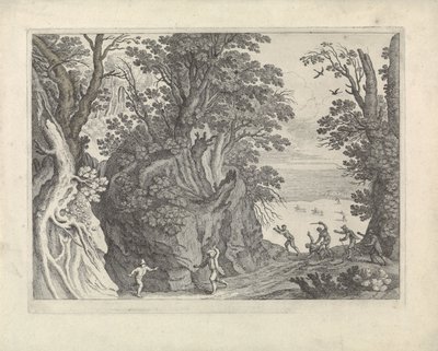 Landschaft mit bewaffnetem Überfall von Willem van Nieulandt (II)