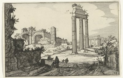 Tempel von Castor und Pollux und die Basilika von Konstantin von Willem van Nieulandt (II)