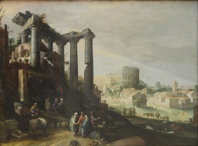 Landschaft mit Blick auf Campo Vaccino in Rom von Willem van Nieulandt d.Y.