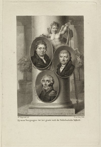 Gedenkstein mit den Porträts von Joan Melchior Kemper, Cornelis Anthony Fannius Scholten, Gijsbert Carel Rutger Reinier van Brienen van Ramerus von Willem van Senus
