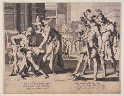Kambyses befiehlt das Häuten, Tafel 6 aus Throne der Gerechtigkeit (Thronus Iustitiae) von Willem van Swanenburgh
