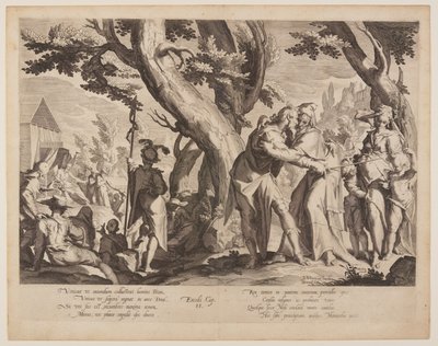 Begegnung von Moses und Jethro, Platte 1 aus Thrones of Justice (Thronus Iustitiae) von Willem van Swanenburgh