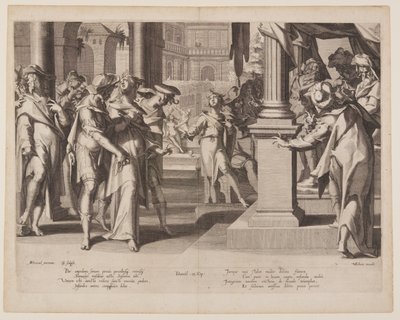Susanna vor Daniel, Platte 3 aus Throne der Gerechtigkeit (Thronus Iustitiae) von Willem van Swanenburgh