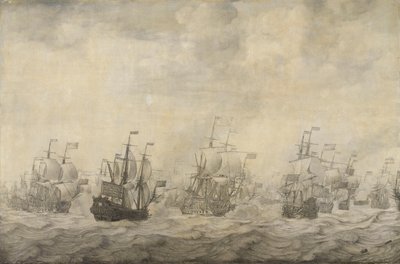 Episode aus der Vier-Tage-Schlacht, 11.-14. Juni 1666, des Zweiten Englisch-Niederländischen Krieges, 1665-67 von Willem van de Velde (I)