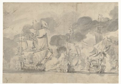 Seeschlacht bei Lowestoft am 13. Juni 1665 von Willem van de Velde (I)