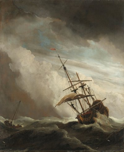 Ein Schiff auf hoher See in einem Sturm, bekannt als 
