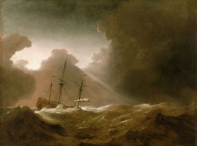 Ein niederländisches Schiff vor einem Sturm, ca. 1690 von Willem van de Velde the Younger