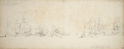 De Ruyter schließt sich Tromps Flotte in der Nordsee an, 8.-18. August 1665 von Willem van de the Elder Velde