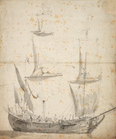 Porträt eines kleinen niederländischen Handelsschiffs, ca. 1665 von Willem van de the Elder Velde