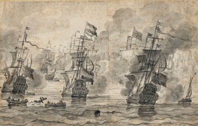 Die Schlacht von Scheveningen, 31. Juli 1653: der letzte Angriff in der Schlacht von Willem van de the Elder Velde