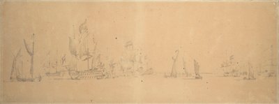 Die niederländische Flotte bei leichtem Wind, ca. 1666 von Willem van de the Elder Velde