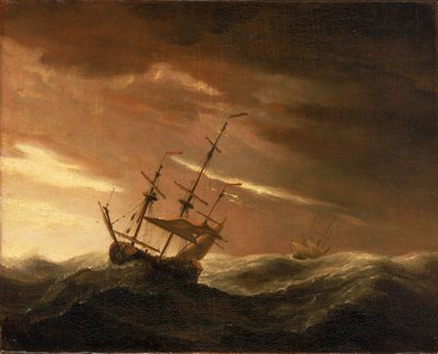Ein englisches Schiff in einem Sturm, spätes 17. Jahrhundert von Willem van de Velde the Younger