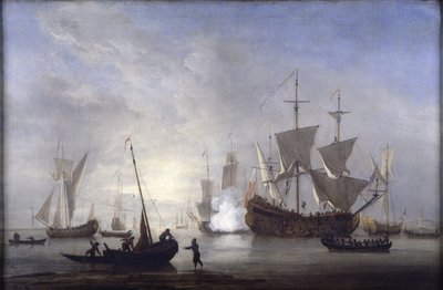 Schiffe in ruhiger See, ca. 1680 von Willem van de Velde the Younger
