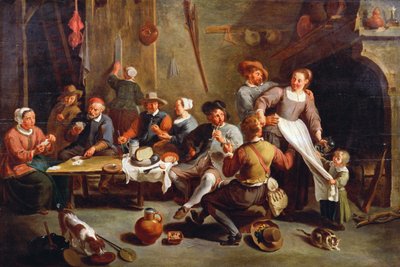 Innenraum eines Gasthauses mit Kartenspielern von Willem van the Elder Herp
