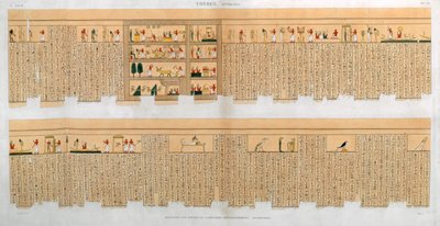 Illustrationen eines Manuskripts mit Hieroglyphen, aus einem Grab in Theben, Ägypten, 1822 von Willemin