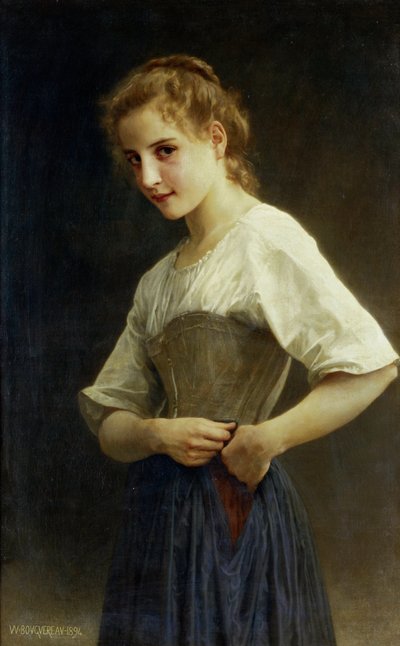 Am Anfang des Tages (das Landleben: Bauernmädchen zieht sich an) von William-Adolphe Bouguereau