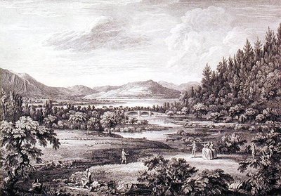 Ansicht von Ulswater in Richtung Pooley Bridge, graviert von Chatelin und Canot von William (after) Bellers
