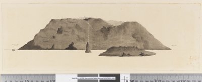 Seite 3b Ansicht einer nicht identifizierten Insel. Links in Tinte 