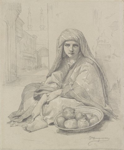 Nordafrikanisches Mädchen verkauft Granatäpfel, spätes 19. Jahrhundert von William Adolphe Bouguereau