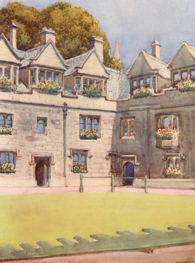 Vorderer Innenhof des Brasenose College, im Hintergrund die berühmte Rosskastanie bekannt als Heber
