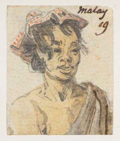Malay aus einem Album von 372 Zeichnungen von Landschaften, Küstenlinien, Kostümen und Alltagsleben während der Gesandtschaft von Lord Macartney an den Kaiser von China, zwischen 1792 und 1794 von William Alexander