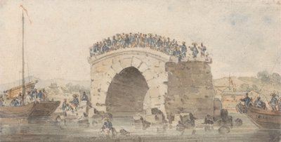 Überreste einer Brücke bei San-Sien-Wey am Pei-Ho in der Nähe von Tong-Tcheou, 15. August 1793 von William Alexander