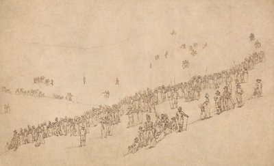 Studie für das Abendessen im Mote Park, Maidstone nach der königlichen Überprüfung der Kentish Volunteers am 1. August 1799 von William Alexander