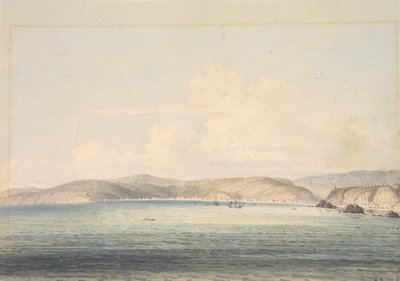 Das Dorf Almandral in der Bucht von Valparaiso, mit Blick auf die Anden von William Alexander