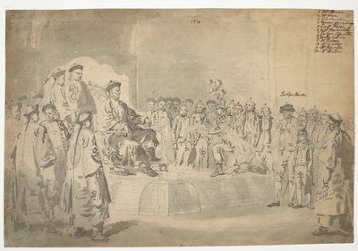 Kaiser empfängt die Botschaft; Macartneys erstes Treffen mit Qianlong, aus einem 